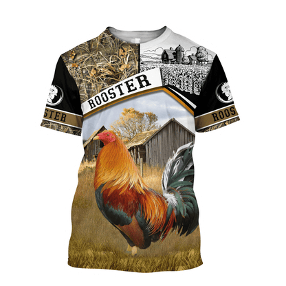 Rooster 3D All Over Printed Unisex Deluxe Hoodie ML