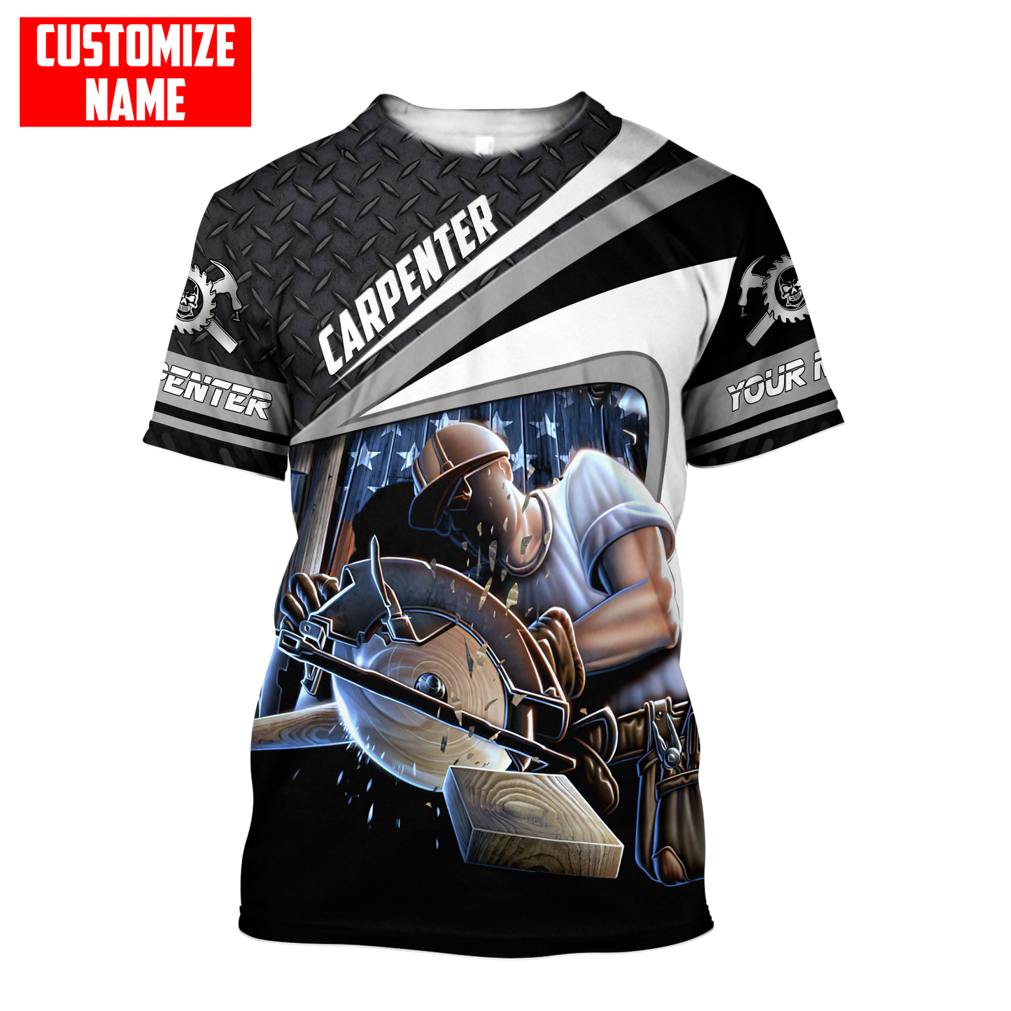 Personalized Name Carpenter 3D All Over Printed Unisex Shirts Metal Pattern Ver6