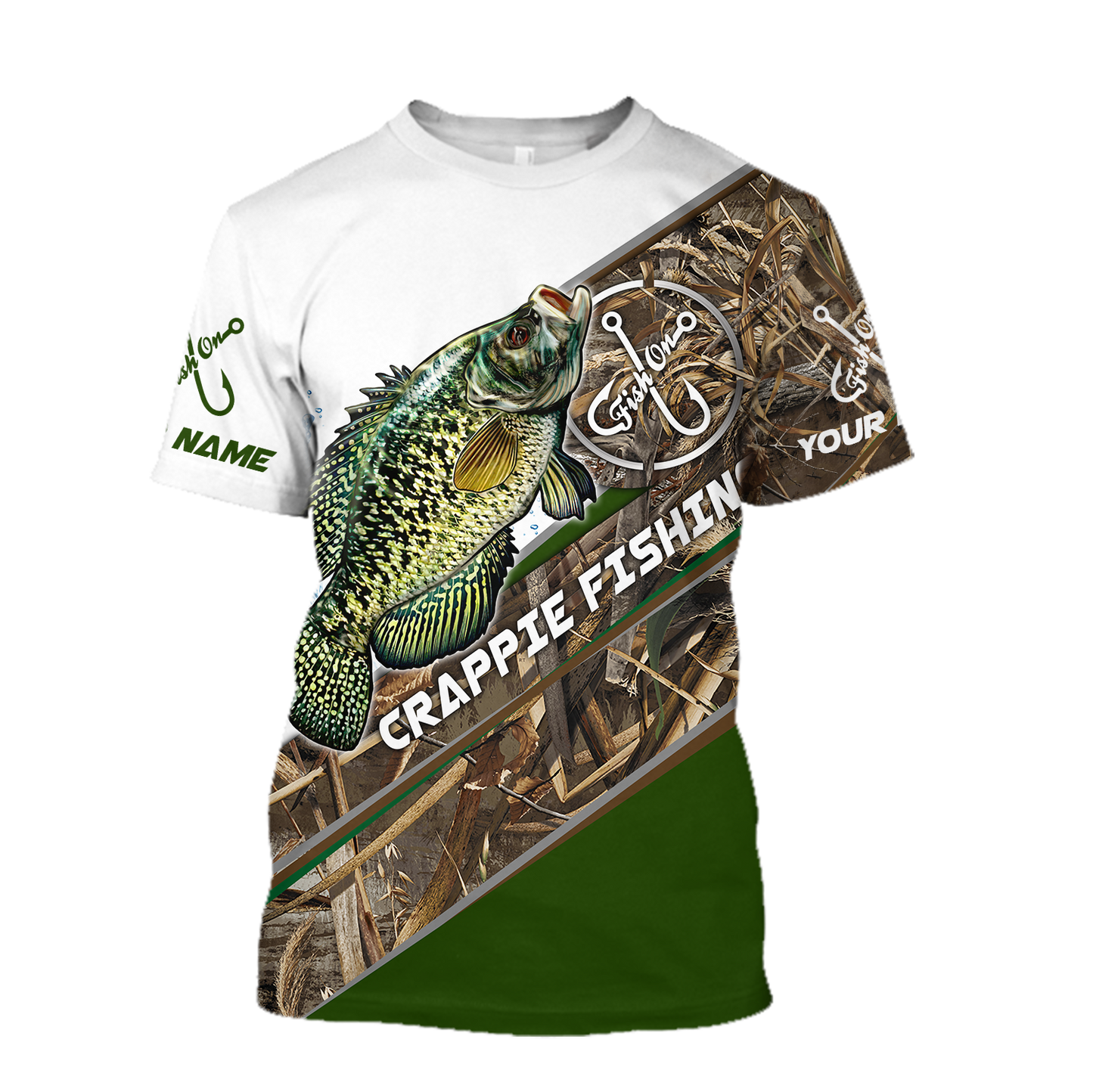 Custom name Crappie Fishing camo 3D print shirts
