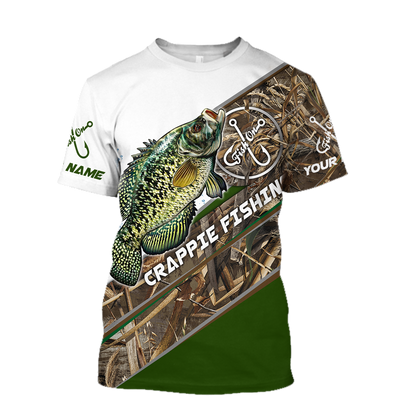Custom name Crappie Fishing camo 3D print shirts