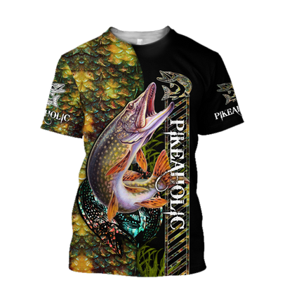 Fishaholic Northern Pike Fishing camo unisex 3d all over printed shirts