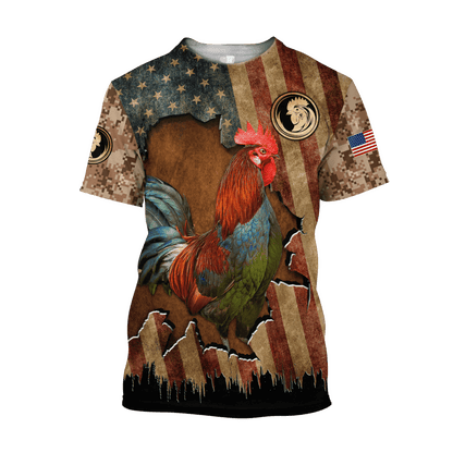 Rooster 3D Printed Unisex Shirts Pi22052102