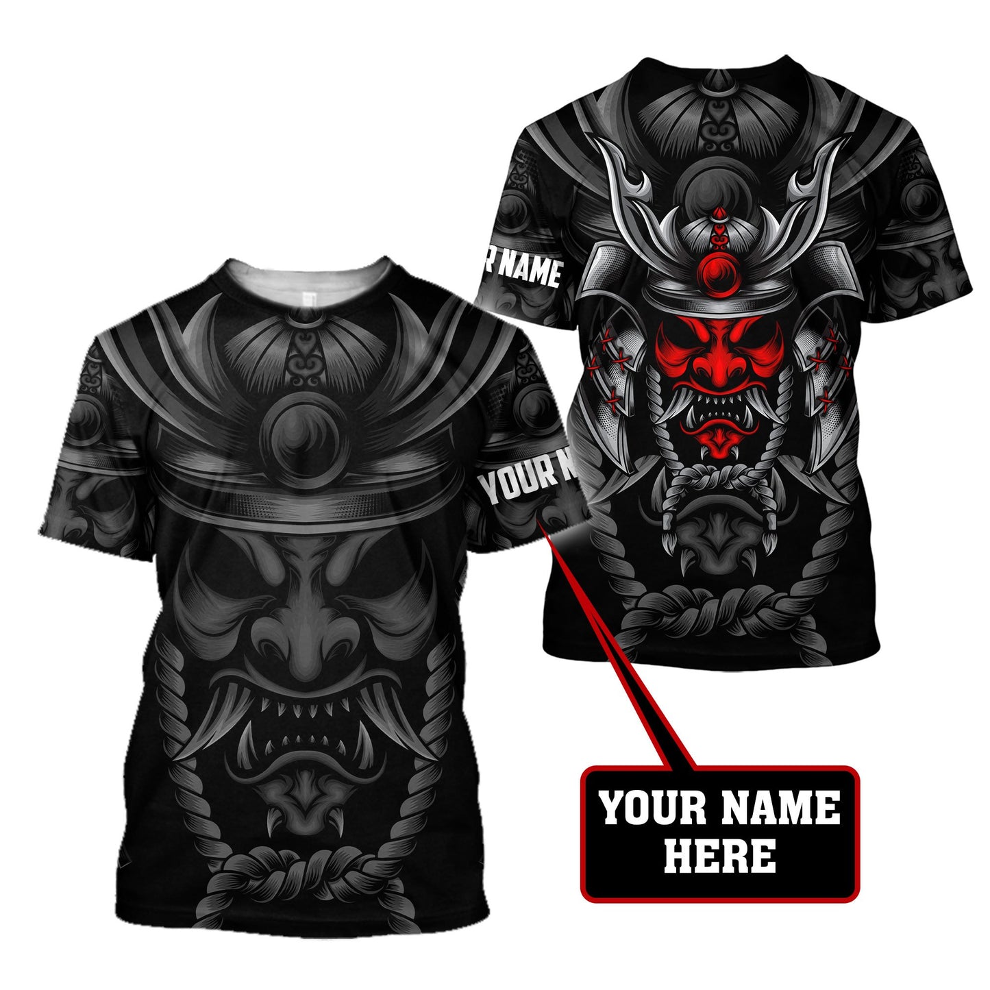 Custom Name Samurai Red Mask 3D All Over Printed Unisex Shirts