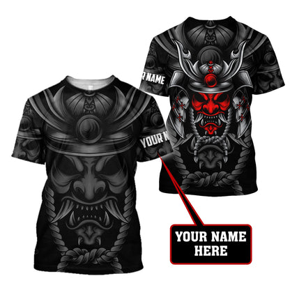 Custom Name Samurai Red Mask 3D All Over Printed Unisex Shirts