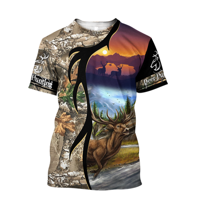 Deer Hunting 3D Over Printed Unisex Deluxe Hoodie ML