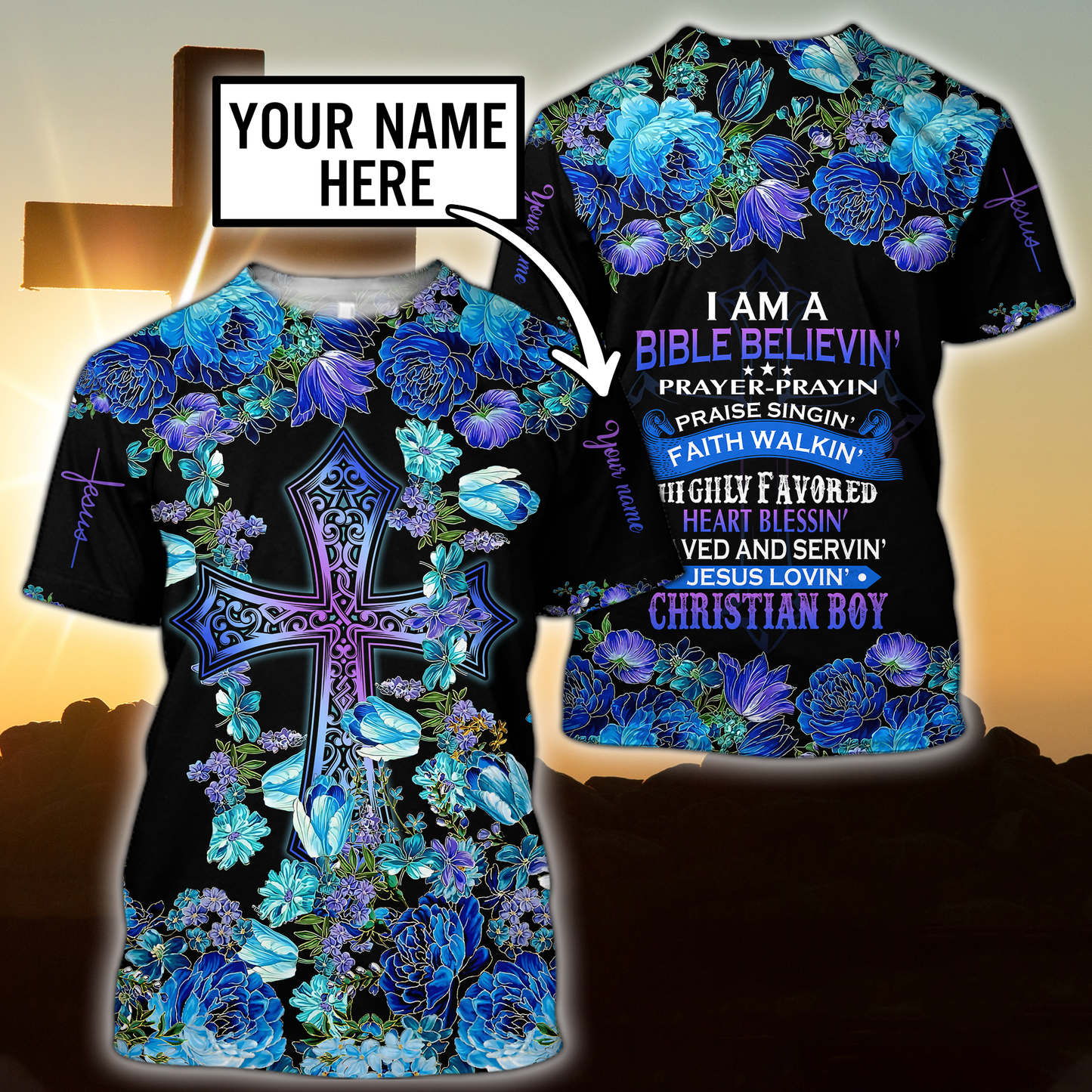 Premium Christian Jesus Personalized Name 3D All Over Printed For Men Shirts - Amaze Style™-Apparel