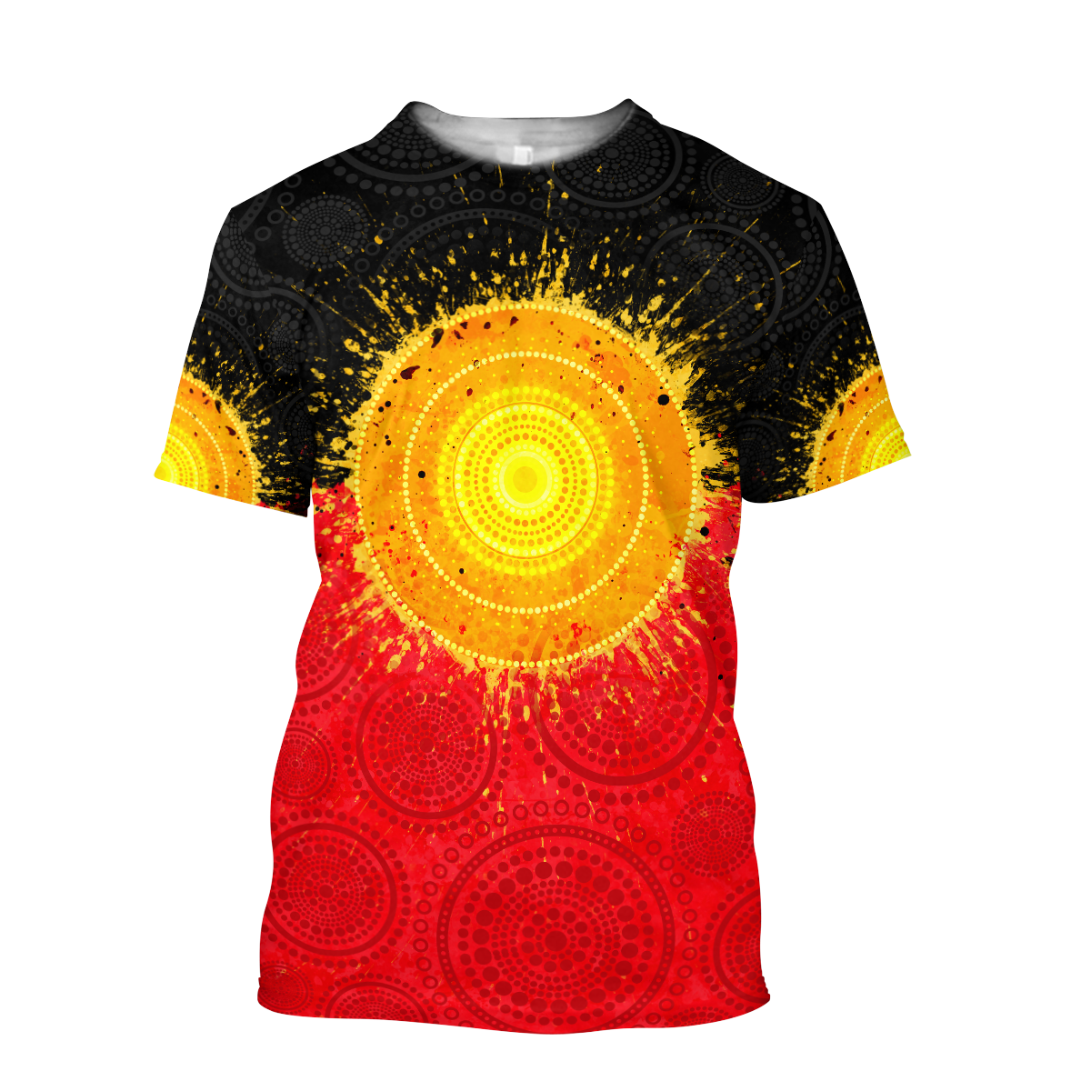 Tmarc Tee Aboriginal Flag Indigenous Sun Painting Art 3D design shirts