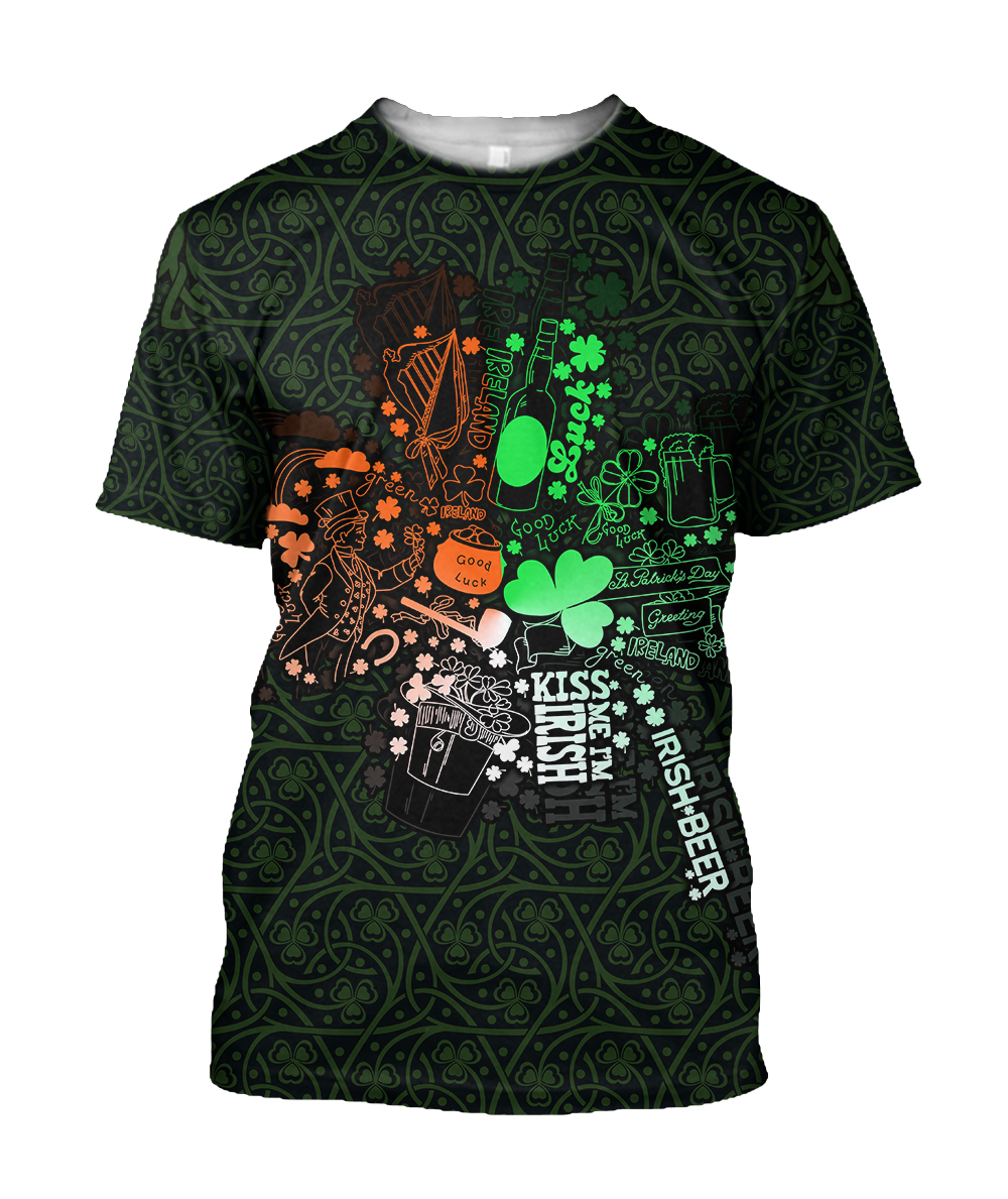 Premium Unisex Hoodie Irish St.Patrick  Drink Beer And Shamrock  ML