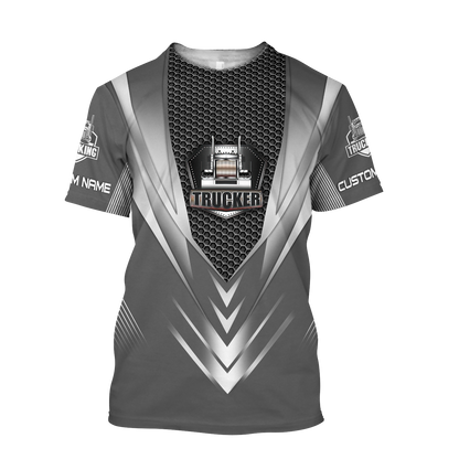 Premium Truck Driver Unisex 3D All Over Printed Grey Shirts MEI