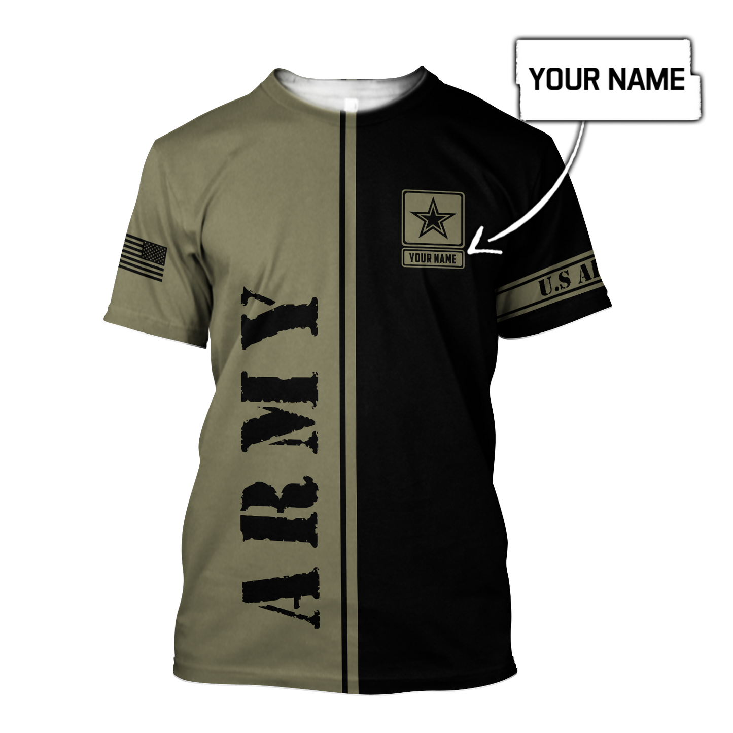 Custom name US Army Veteran Basic 3d printed shirts Proud Military