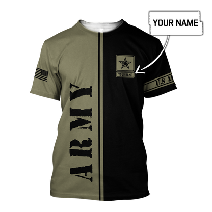 Custom name US Army Veteran Basic 3d printed shirts Proud Military