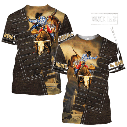 Customize Name Bull Riding 3D All Over Printed Unisex Shirts Bull Rider