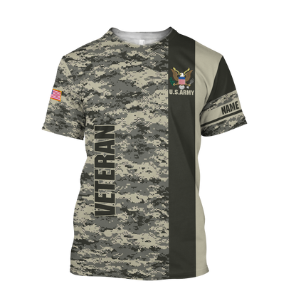 US Army Veteran  Personalized name 3D All Over Printed Unisex Shirts