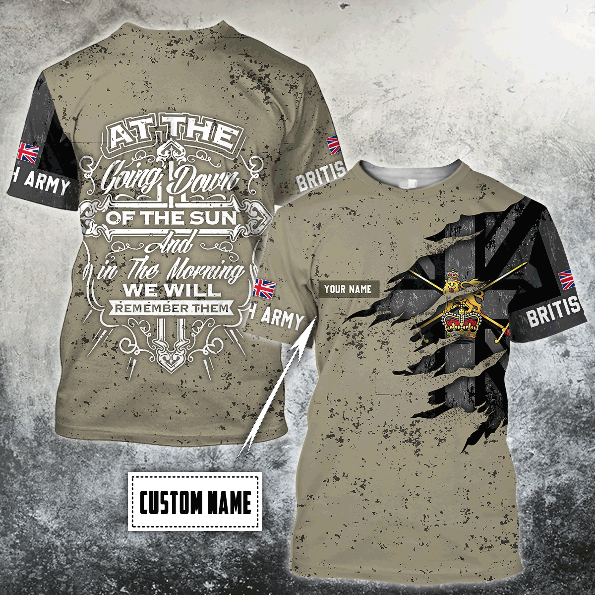 Custom name British Camo 3D Design Print Shirts
