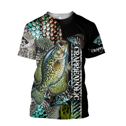 Fishaholic Crappie Fishing camo unisex 3d all over printed shirts