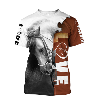 Personalized Name Premium Love Horse 3D All Over Printed Unisex Shirts