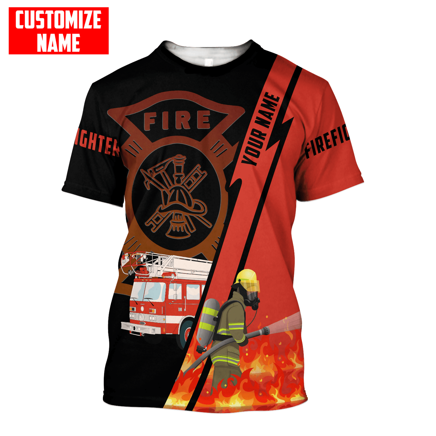 Customize Name Firefigher Combo T-Shirt / Board Short
