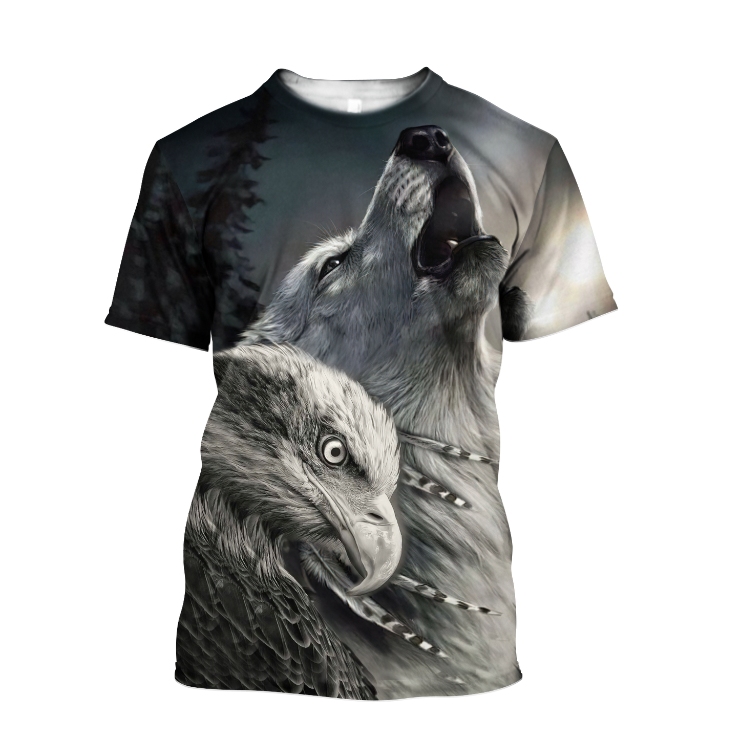 Eagle And Wolf Native American Hoodie 3D All Over Printed Shirts