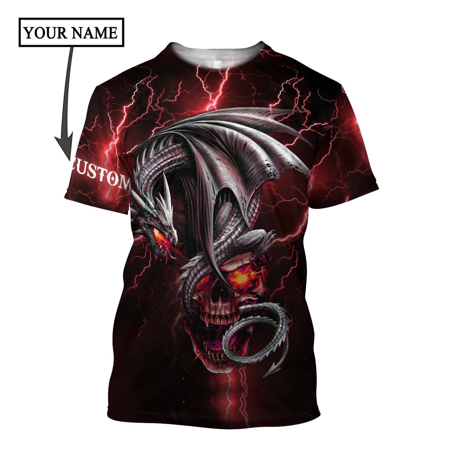 Dragon Skull Red 3D Shirt For Men And Women Custom Name