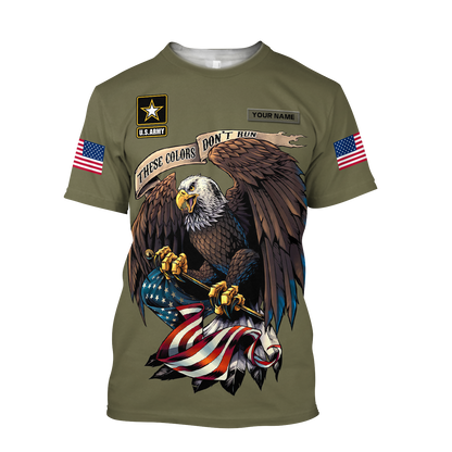 Custom name US Army Veteran Basic Eagle 3d printed shirts Proud Military
