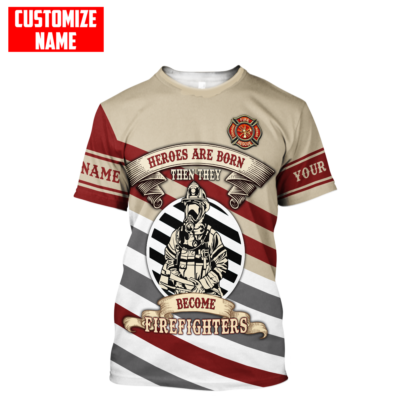 Customize Name Firefighter 3D All Over Printed Unisex Shirts