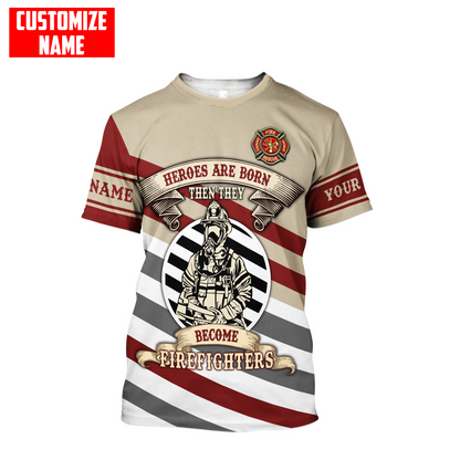 Customize Name Firefighter 3D All Over Printed Unisex Shirts