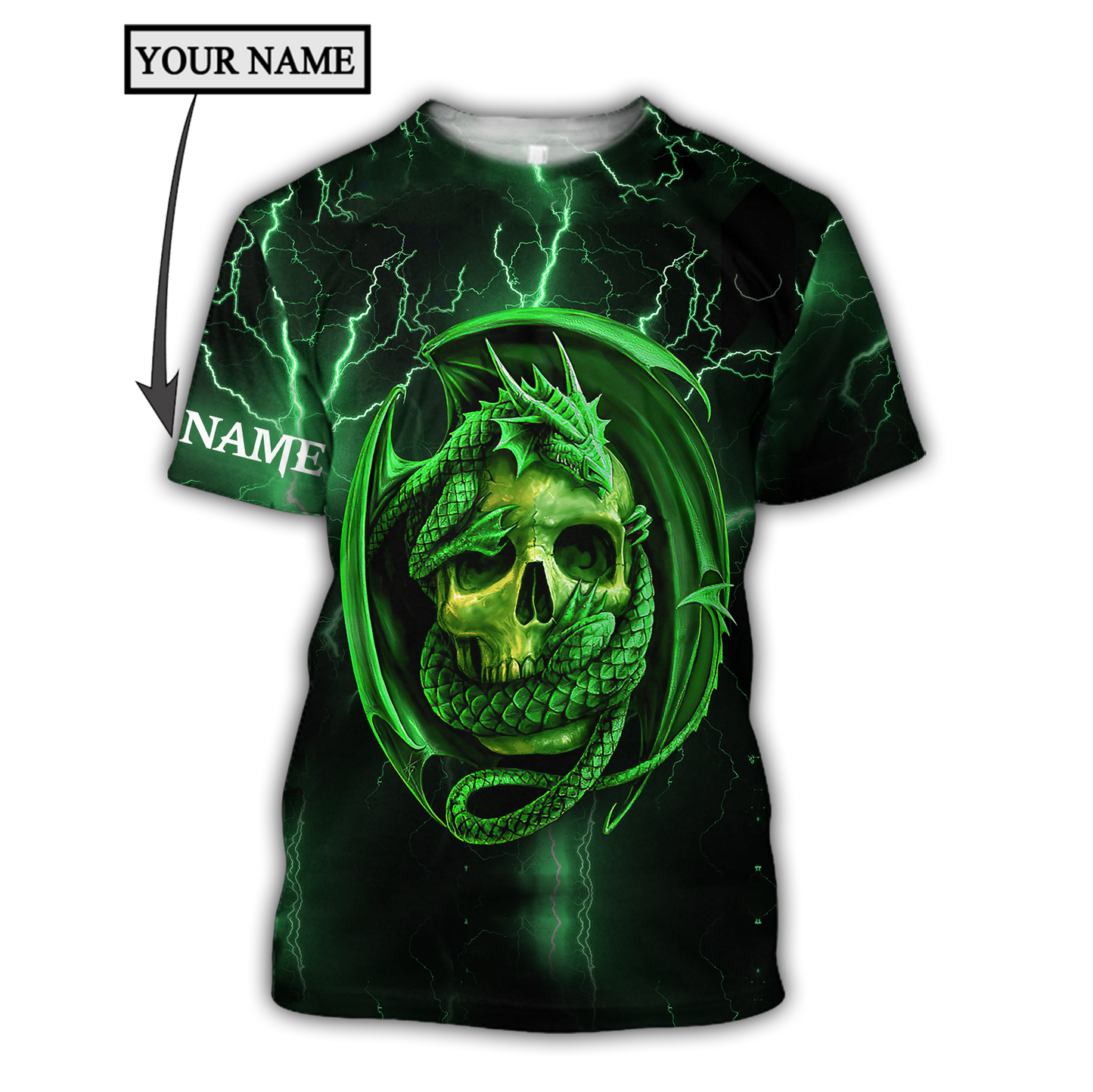 Dragon & skull green unisex hoodie NTN03042105