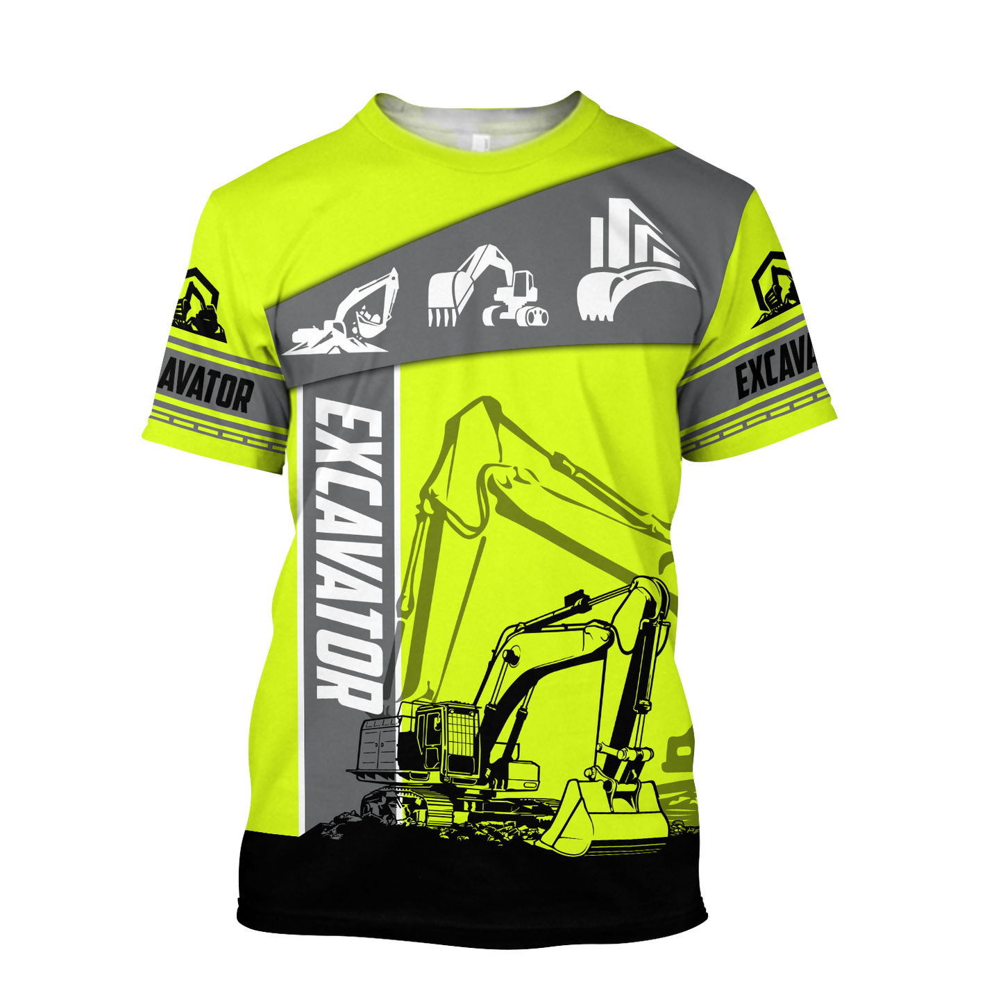 Green Excavator 3D All Over Printed Unisex Shirts
