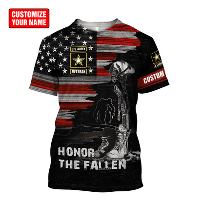 Honor the Fallen US Veteran Personalized Name 3D All Over Printed Hoodie