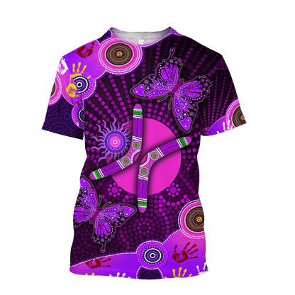 Aboriginal Naidoc Week 2021 Purple Butterflies 3D All Over Printed Shirts