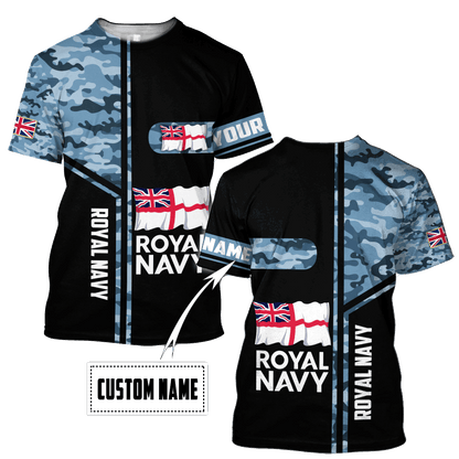 Custom name British Navy Camo 3D Design print shirts