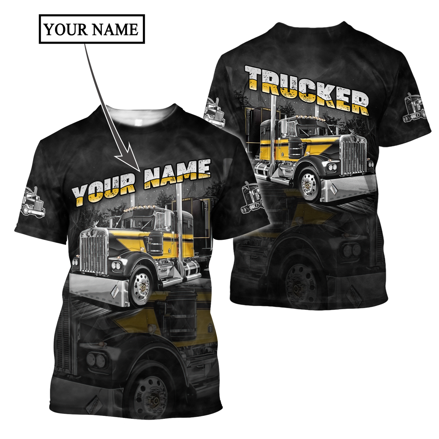 Personalized Name Trucker 3D All Over Printed Shirts For Men and Women
