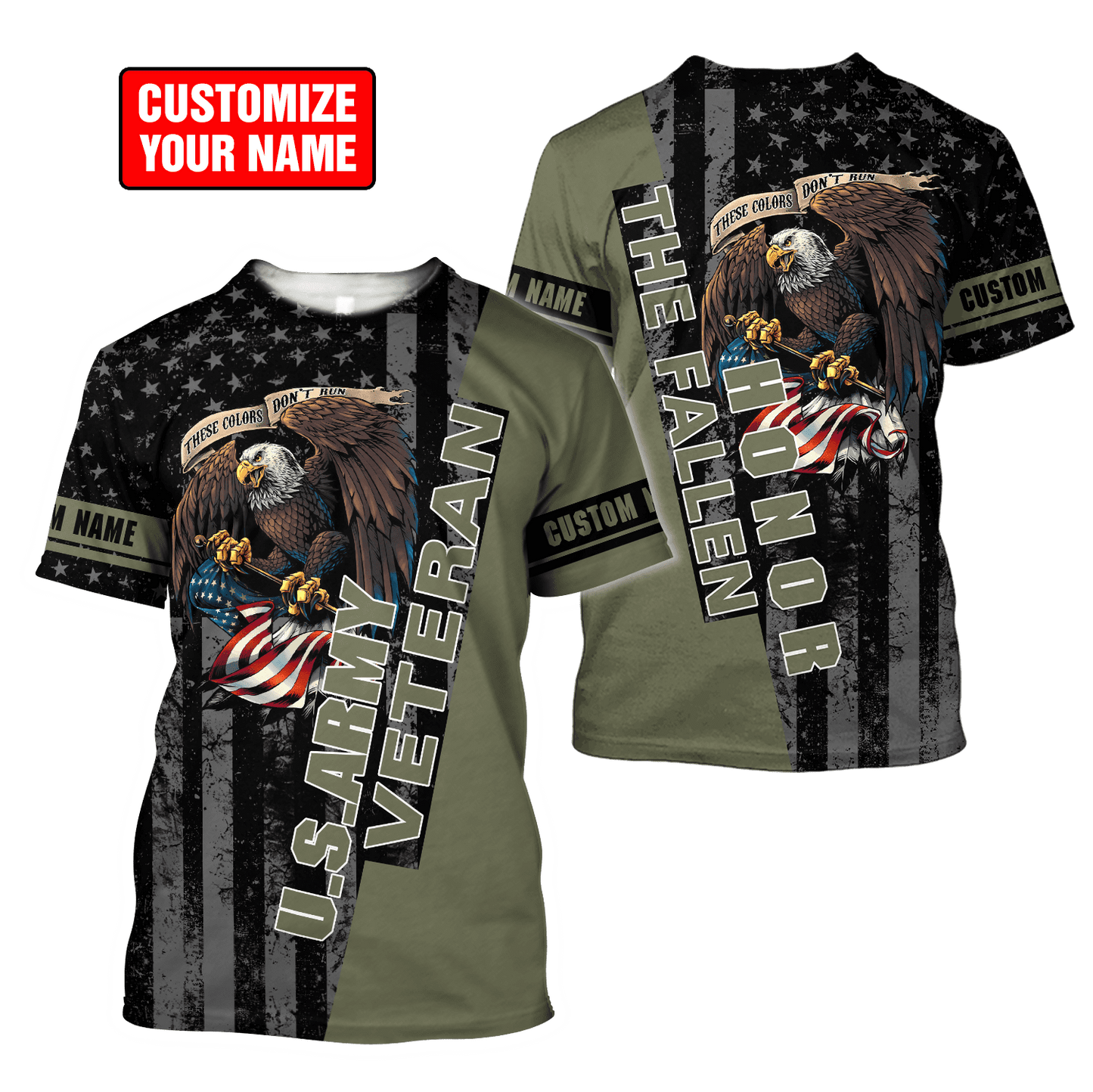 Custom name US Army Veteran Honor the fallen 3d printed shirts Proud Military