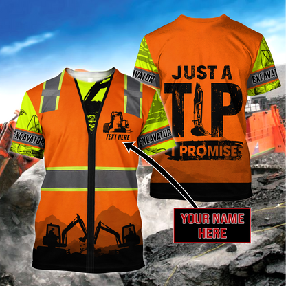 Personalized Excavator 3D All Over Printed Unisex Shirts