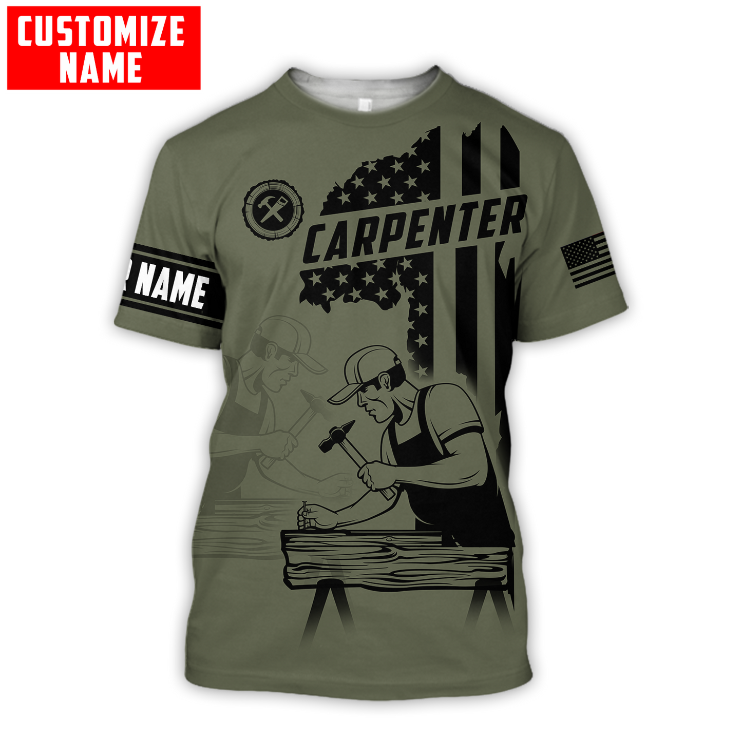 Personalized Name Carpenter 3D All Over Printed Unisex Shirts American Carpenter Ver 3