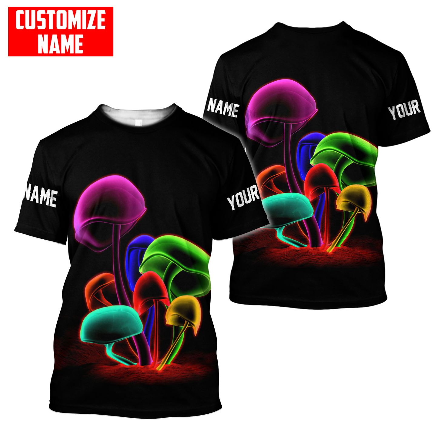 Customize Name Mushroom Hippie 3D All Over Printed Unisex Shirts
