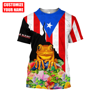 Customize Name Puerto Rico 3D All Over Printed Unisex Shirts