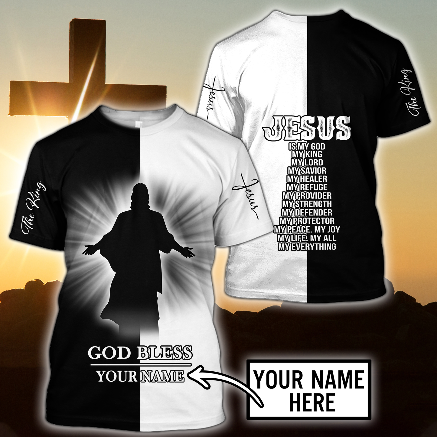 Premium Christian Jesus Personalized Name 3D All Over Printed Unisex Shirts - Amaze Style™-Apparel