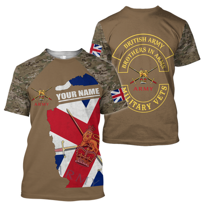 Custom name British Army Brothers in arms UK Veteran 3D print shirts