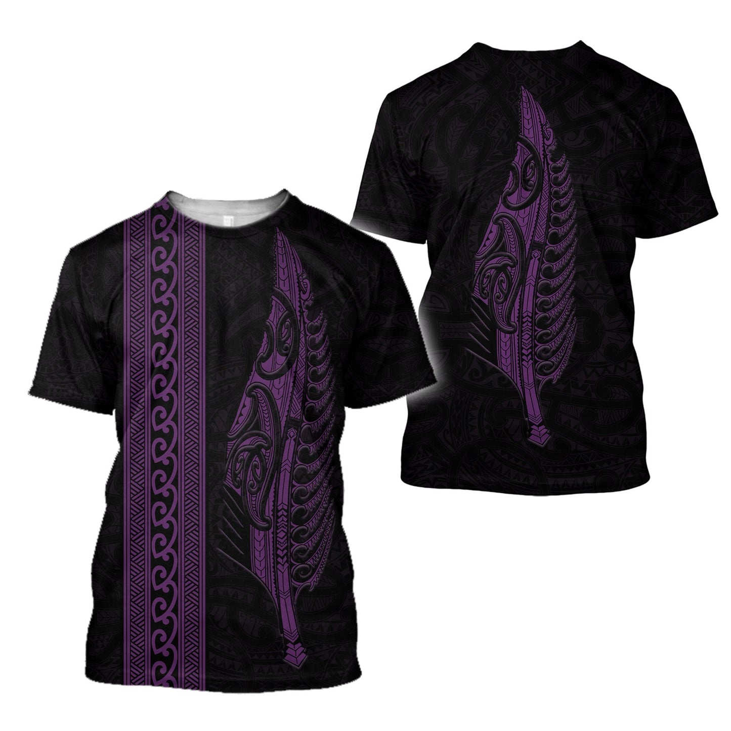 Maori Silver Fern Purple 3D All Over Printed Unisex Shirts