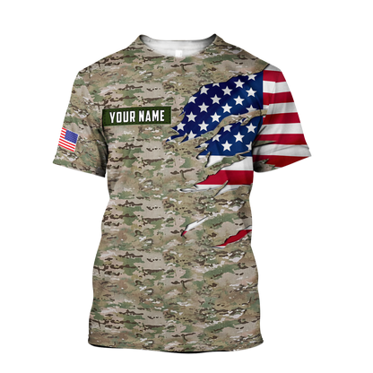Remembrance The United States Camo Soldier 3D print shirts Proud Military