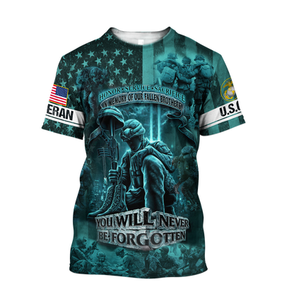 US Veteran You Will Never Be Forgotten 3D All Over Printed Unisex Shirts HN14102102