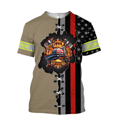 Customize Name Firefighter 3D All Over Printed Unisex Shirts