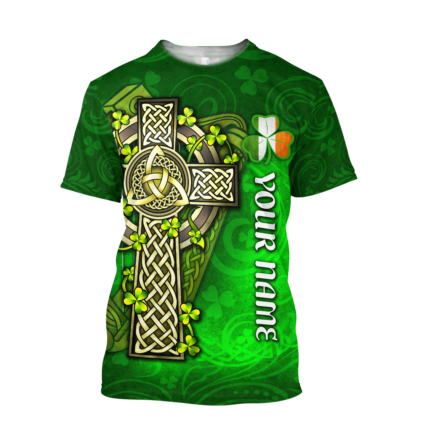 Premium Unisex Hoodie Custom Name Irish St.Patrick  Celtic Cross And The Irish Harp ML