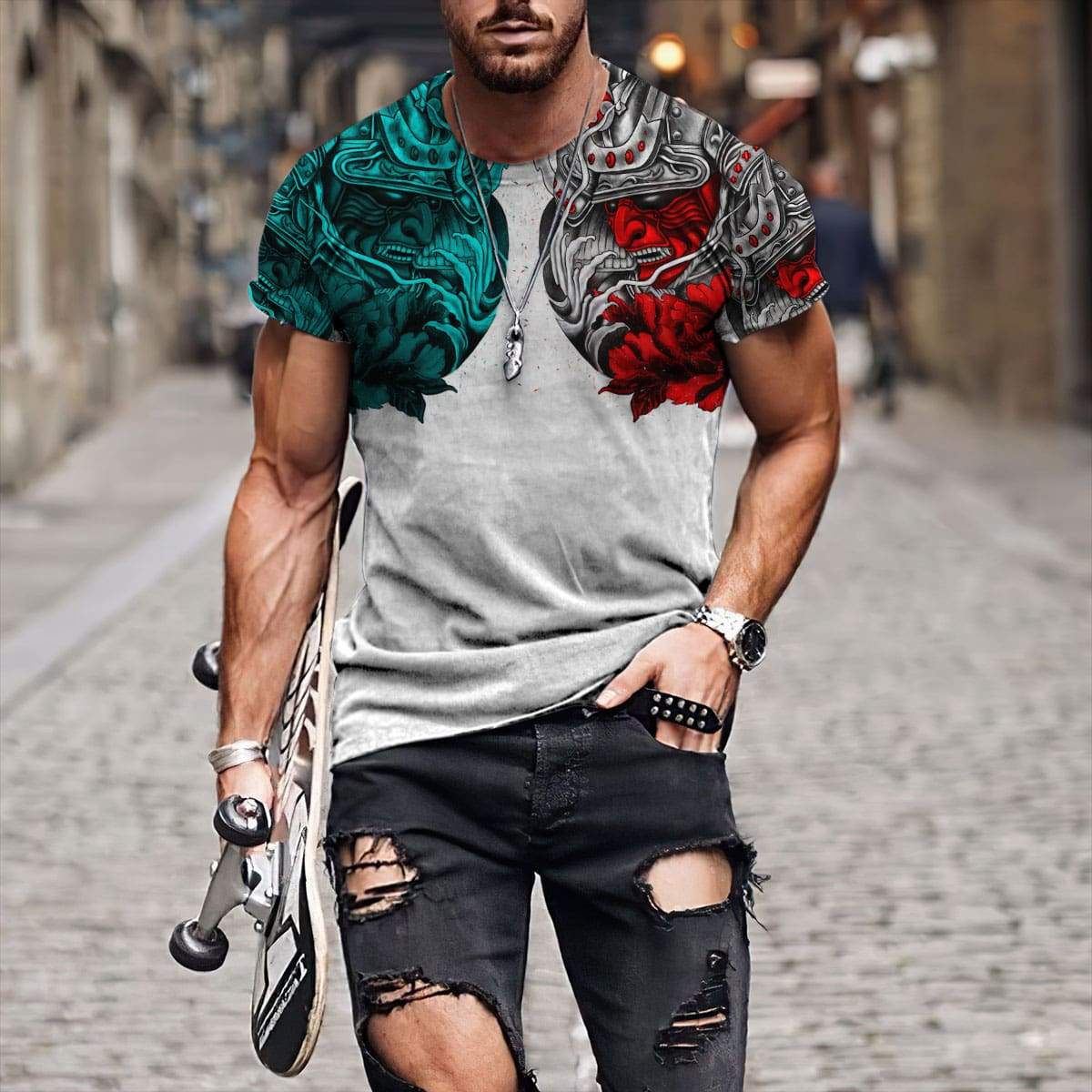 Premium 3D Printed Samurai Tattoo Shirts MEI