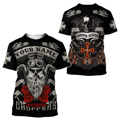 Customize Name Motorcycle Racing 3D All Over Printed Unisex Shirts American Choppers