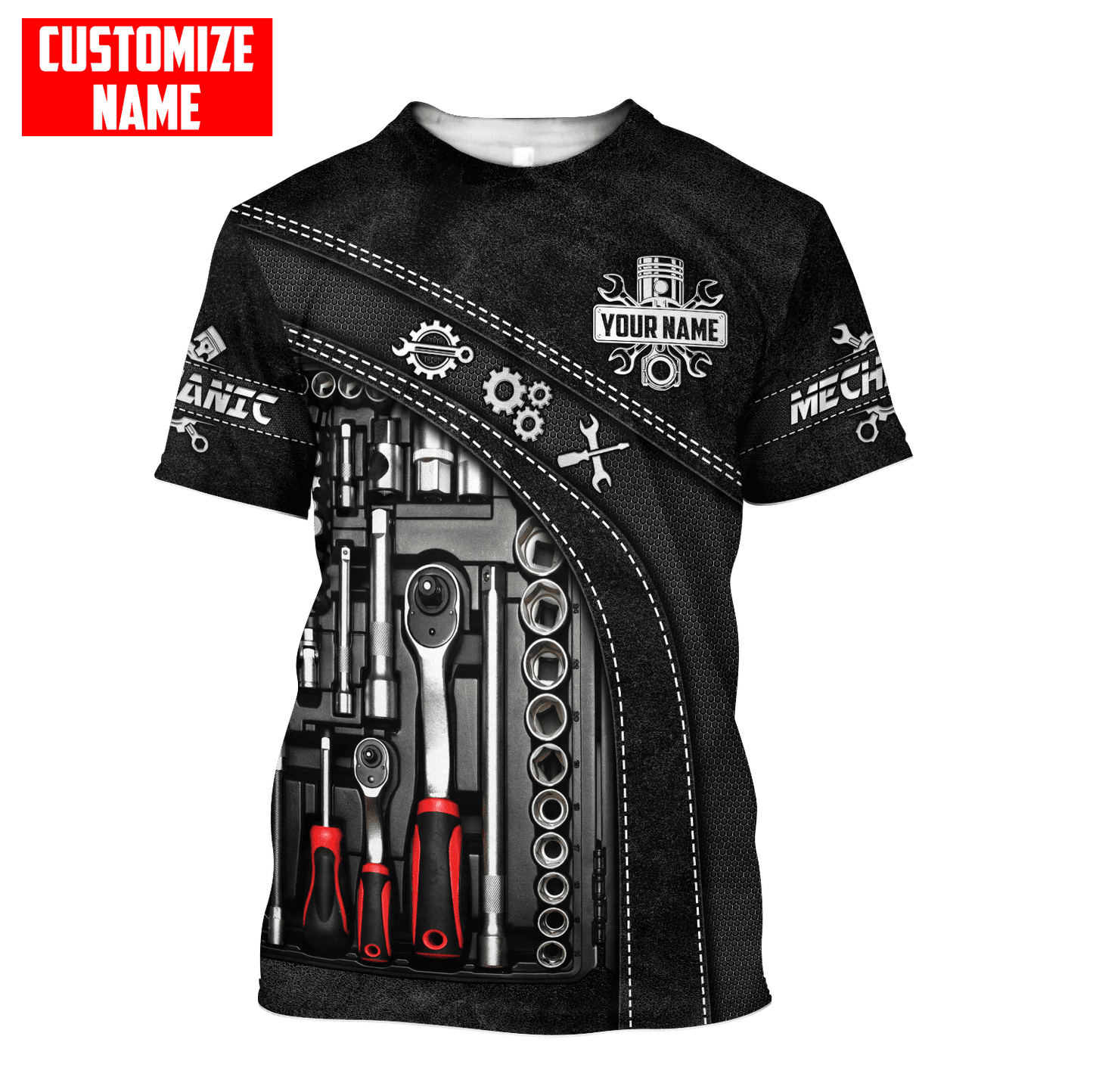 Personalized Name Mechanic 3D All Over Printed Unisex Shirts Leather