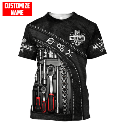 Personalized Name Mechanic 3D All Over Printed Unisex Shirts Leather