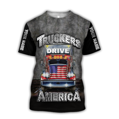 Premium Trucker Personalized Name 3D All Over Printed Unisex Shirts