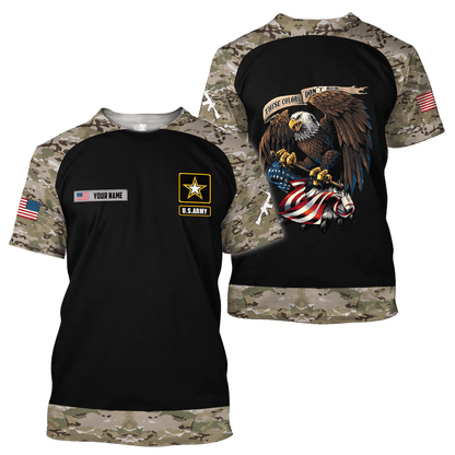 Custom name Camo Army Veteran 3D printed shirts Proud Military
